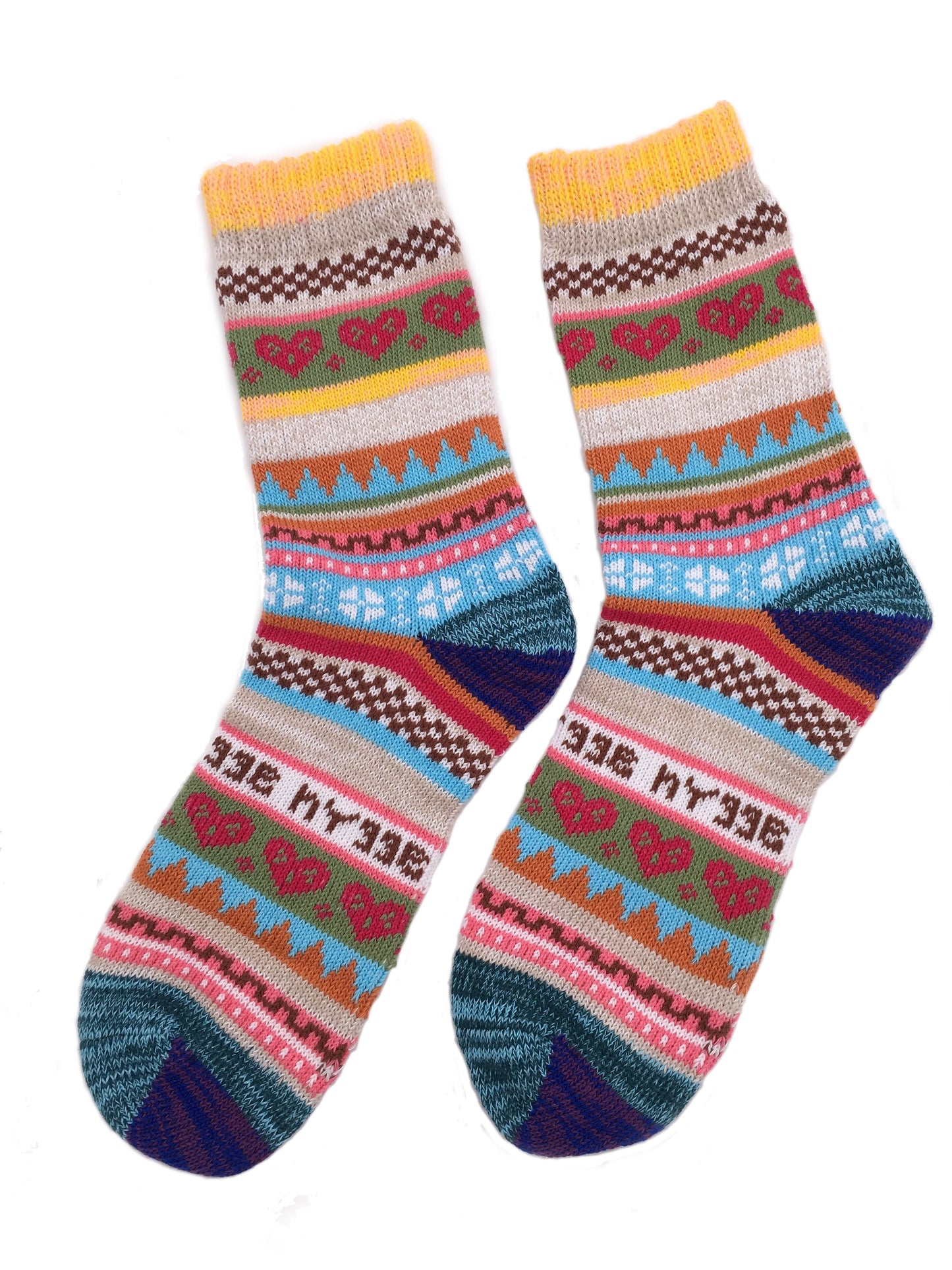 Ladies Norwegian Cozy Cotton SOCKS, Supersoft Prewashed, Colourful, Nordic Style Design