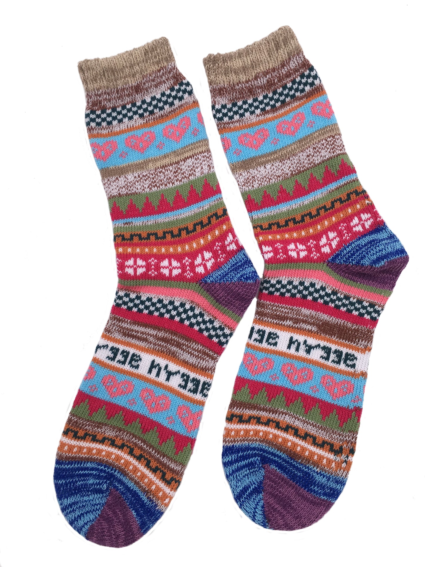 Ladies Norwegian Cozy Cotton SOCKS, Supersoft Prewashed, Colourful, Nordic Style Design