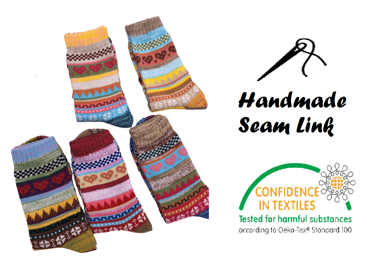 Ladies Norwegian Cozy Cotton SOCKS, Supersoft Prewashed, Colourful, Nordic Style Design