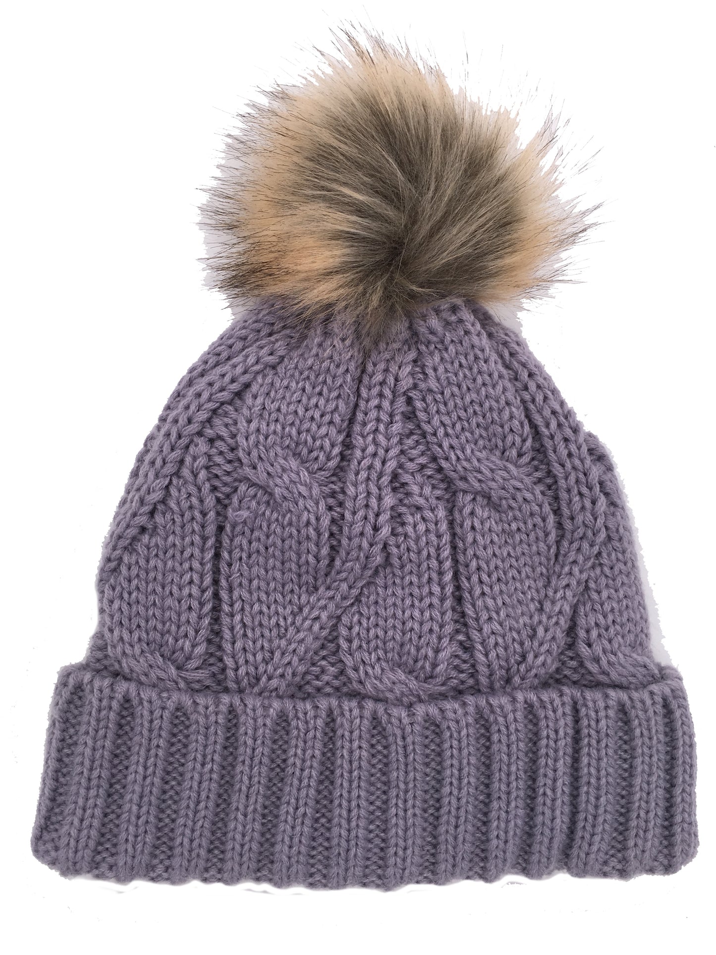 Girls Knitted Fashion Winter Beanie Hat Winter Warm Hat with Pompom & Lining