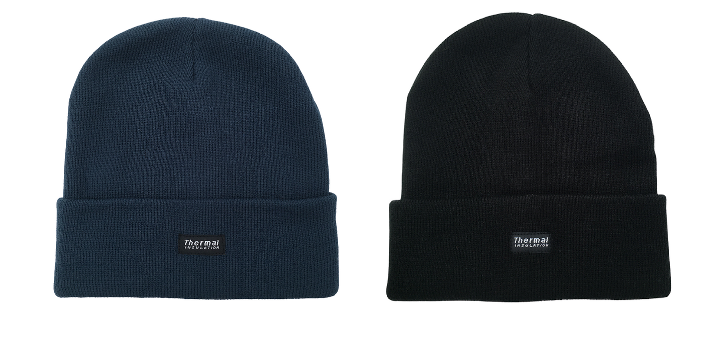 MENS ADULTS Winter Warm Thermal Knitted Beanie Hat with Lining 2 LAYERS