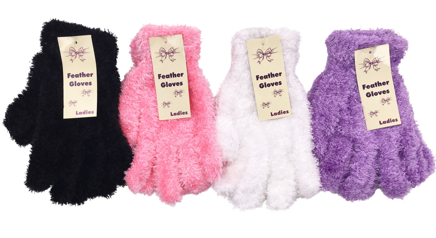 Ladies Women Fluffy Feather Cosy Warm Gloves Luxuriously fluffy and soft feel