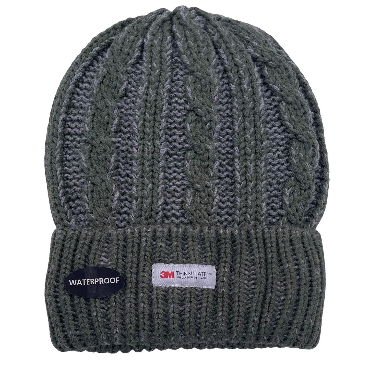 Mens 3M Thinsulate Thermal Cable Knit Beanie Hat WATERPROOF WINDPROOF Warm