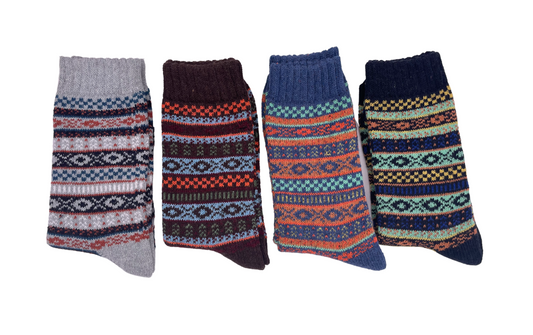Mens Patterned Norwegian  SOCKS, Soft, Colourful, Nordic Style Design