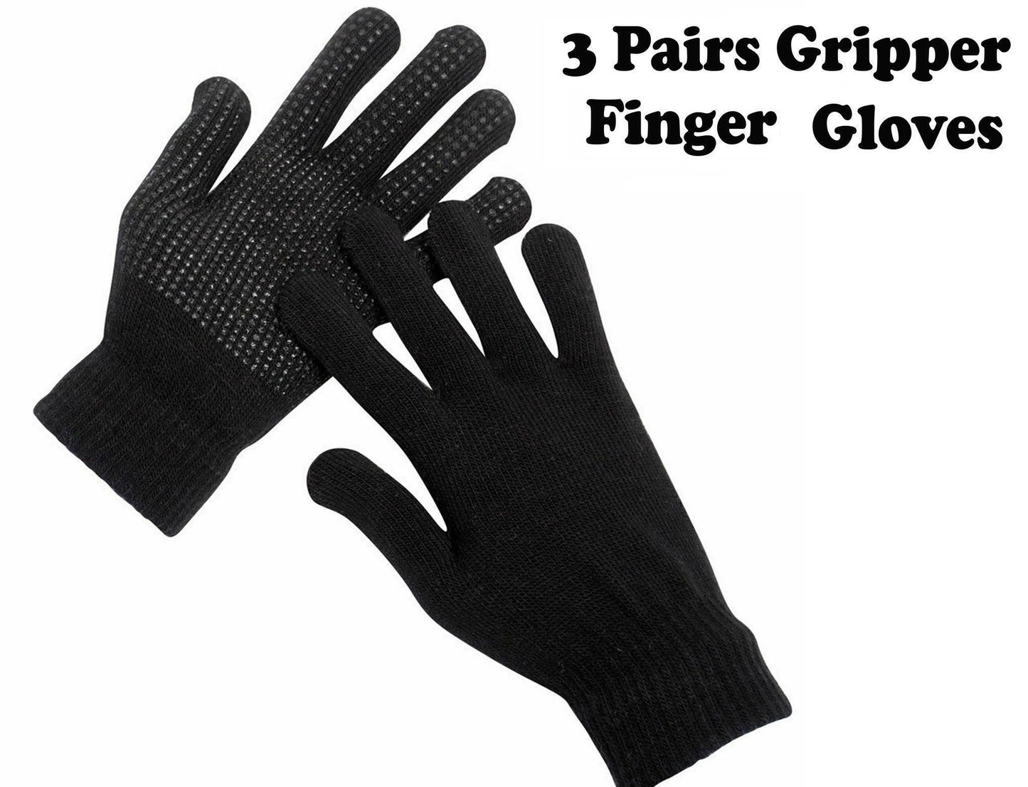 1-3Pairs Finger & Fingerless Gripper Gloves Unisex Adult Half Finger Magic Touch One Size