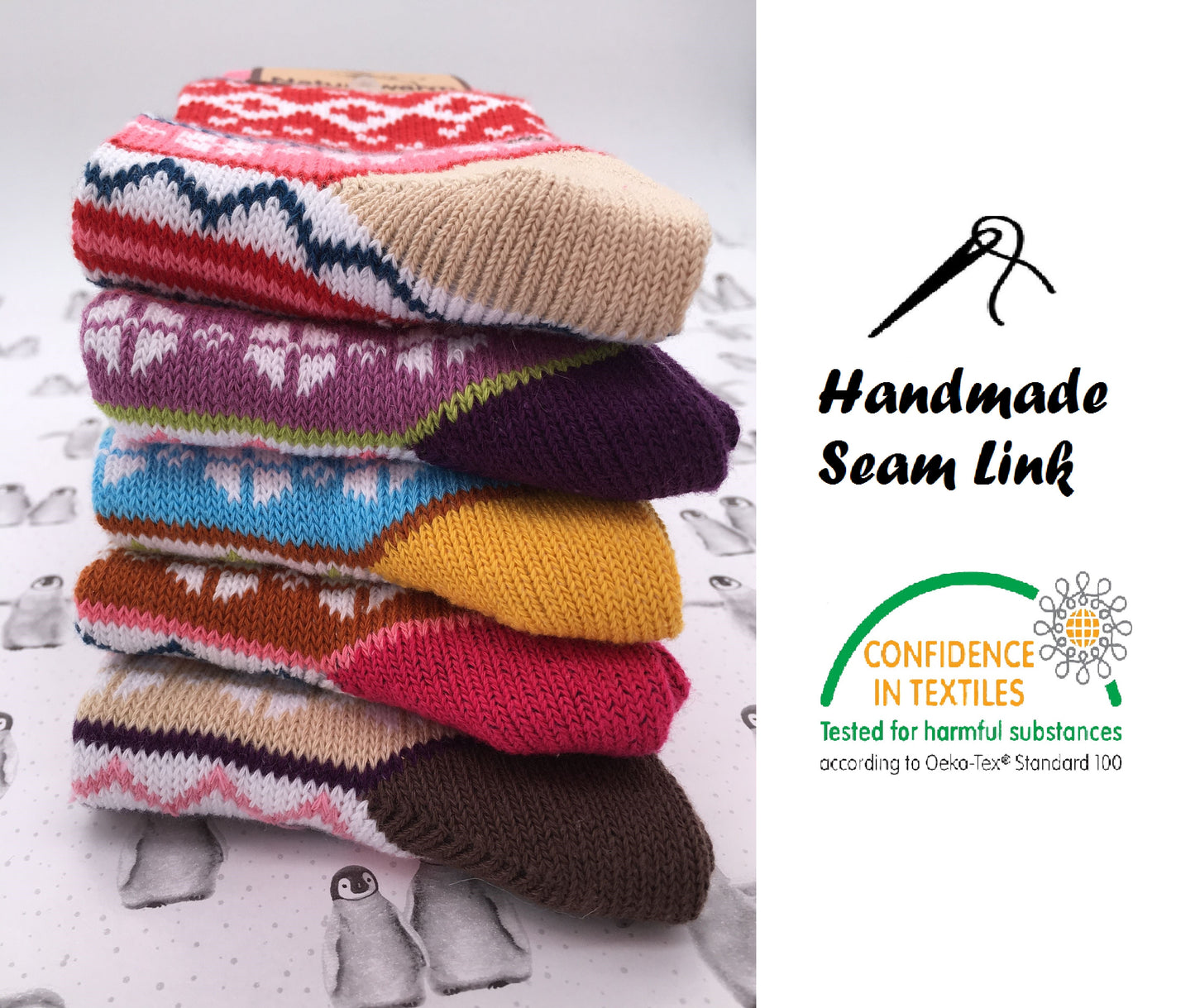 Ladies Norwegian Cozy Cotton SOCKS, Supersoft Prewashed, Colourful, Nordic Style Design (Copy)