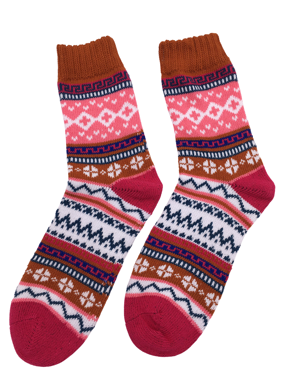 Ladies Norwegian Cozy Cotton SOCKS, Supersoft Prewashed, Colourful, Nordic Style Design (Copy)
