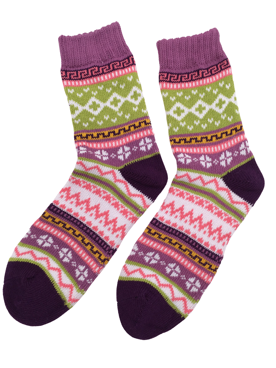 Ladies Norwegian Cozy Cotton SOCKS, Supersoft Prewashed, Colourful, Nordic Style Design (Copy)