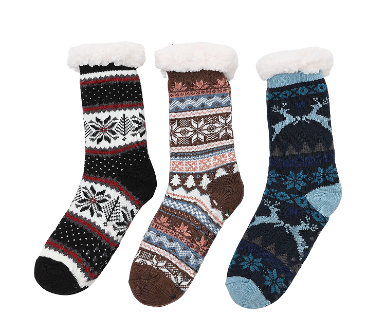 Mens Fluffy Sherper Slipper Socks Fleece Cute Warm Soft Cosy knitted Anti-slip Winter Warmer