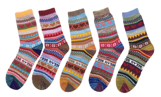 Ladies Norwegian Cozy Cotton SOCKS, Supersoft Prewashed, Colourful, Nordic Style Design