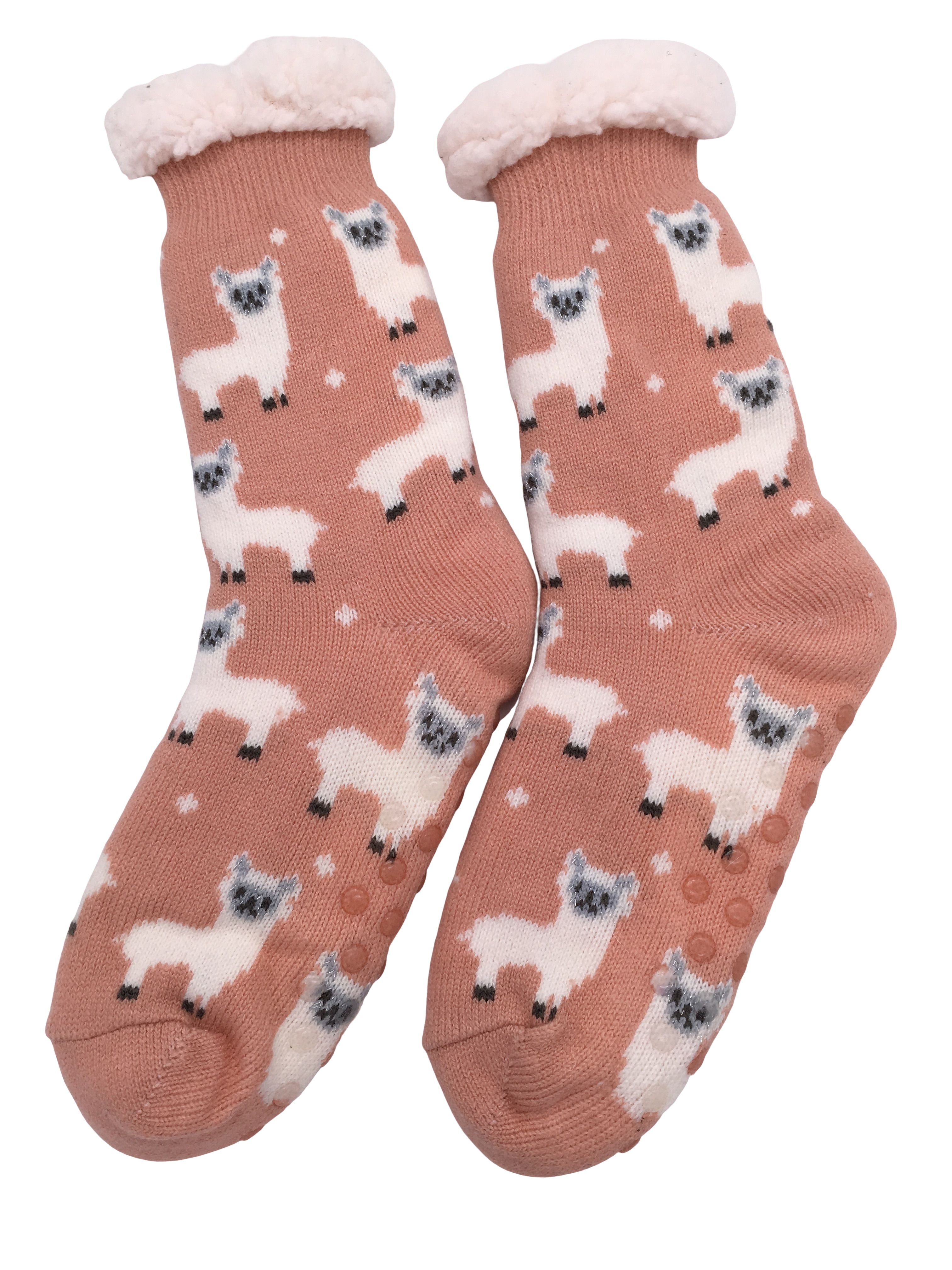 Ladies Fluffy Slipper Socks Fleece Cute Warm Soft Cosy knitted Anti-slip Winter Warmer LAMA