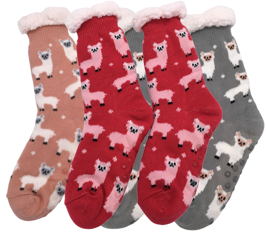 Ladies Fluffy Slipper Socks Fleece Cute Warm Soft Cosy knitted Anti-slip Winter Warmer LAMA