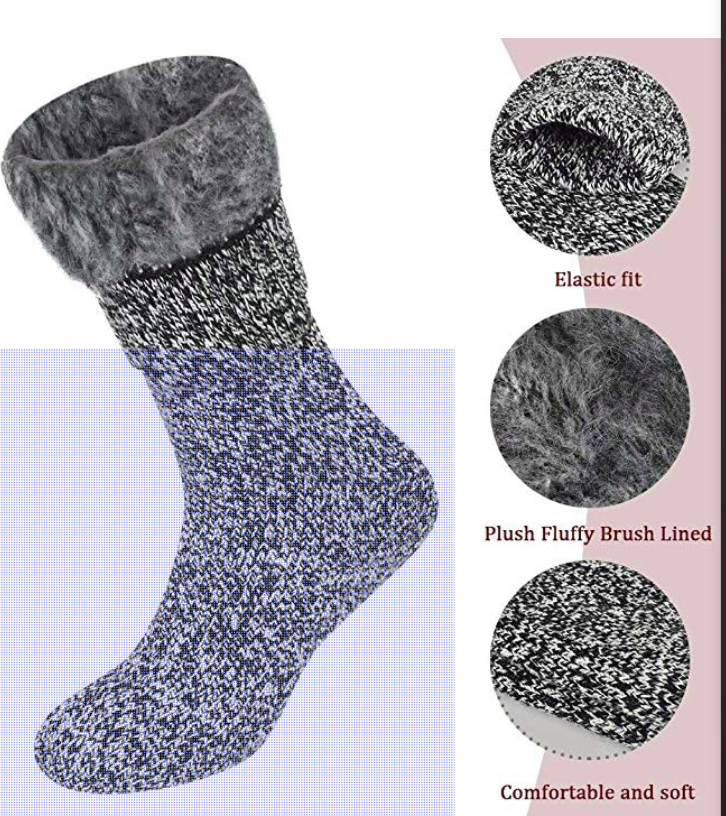 Women Heated Heavy Winter Hot Warm Thermal Boots Heavy Duty Socks Size 4-8 37-42