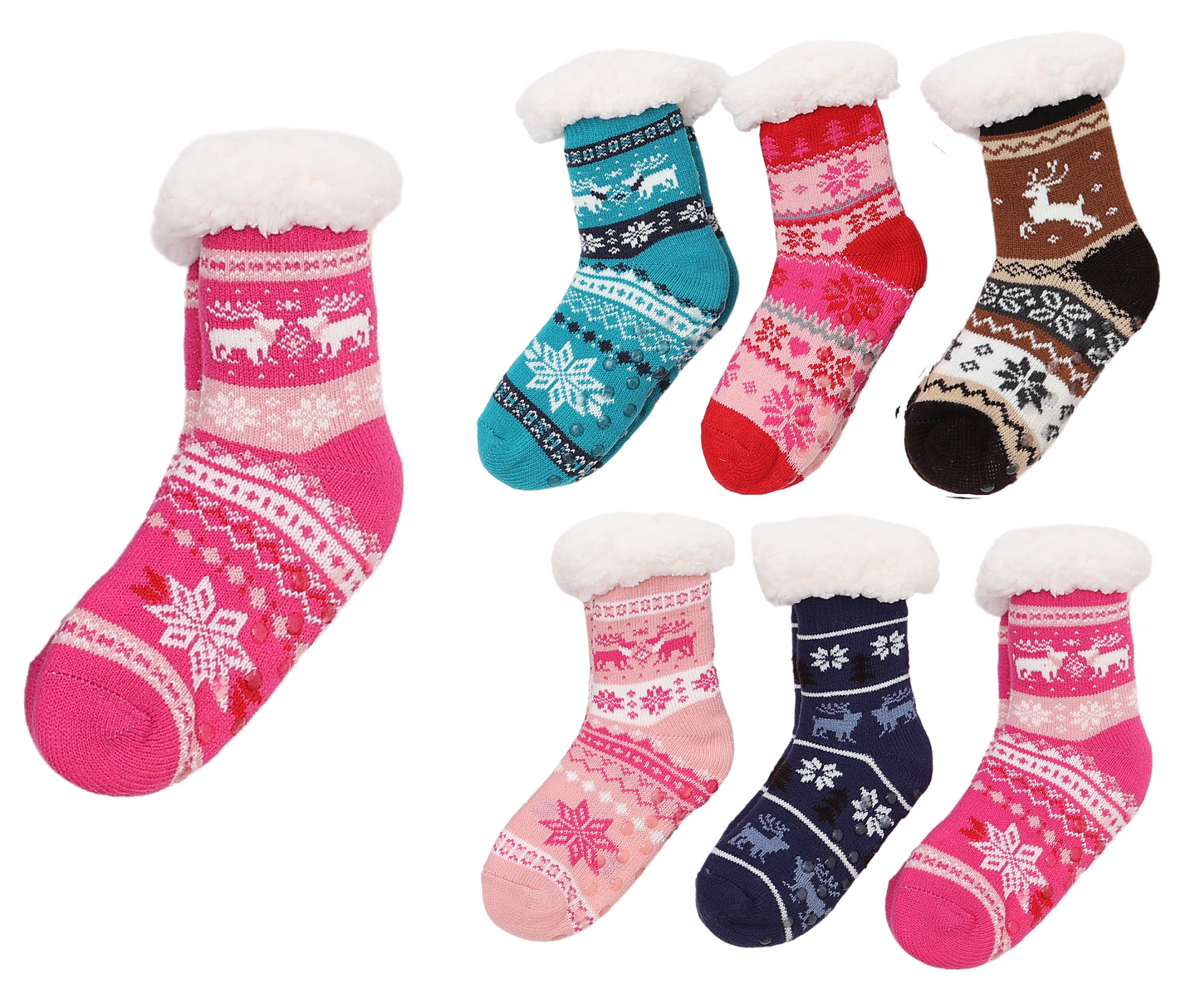 Children Fluffy Slipper Socks Cute Warm Soft Cosy knitted Anti-slip Winter Warmer