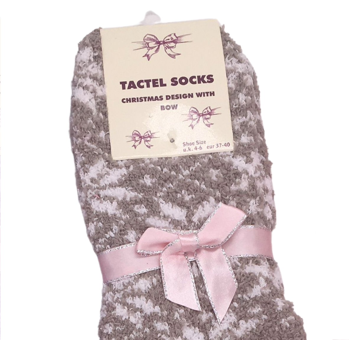 Ladies Tactel Cozy Soft with bow snowflake slipper socks, lounge wear, WINTER WARMTH Sizes 4 – 6