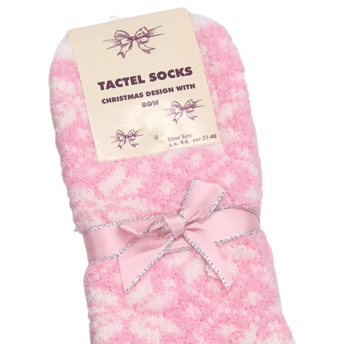 Ladies Tactel Cozy Soft with bow snowflake slipper socks, lounge wear, WINTER WARMTH Sizes 4 – 6