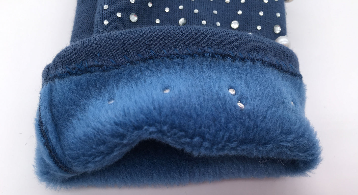Ladies Winter Fashion Gloves Cosy Featuring Glitter &Pearl, Print Design