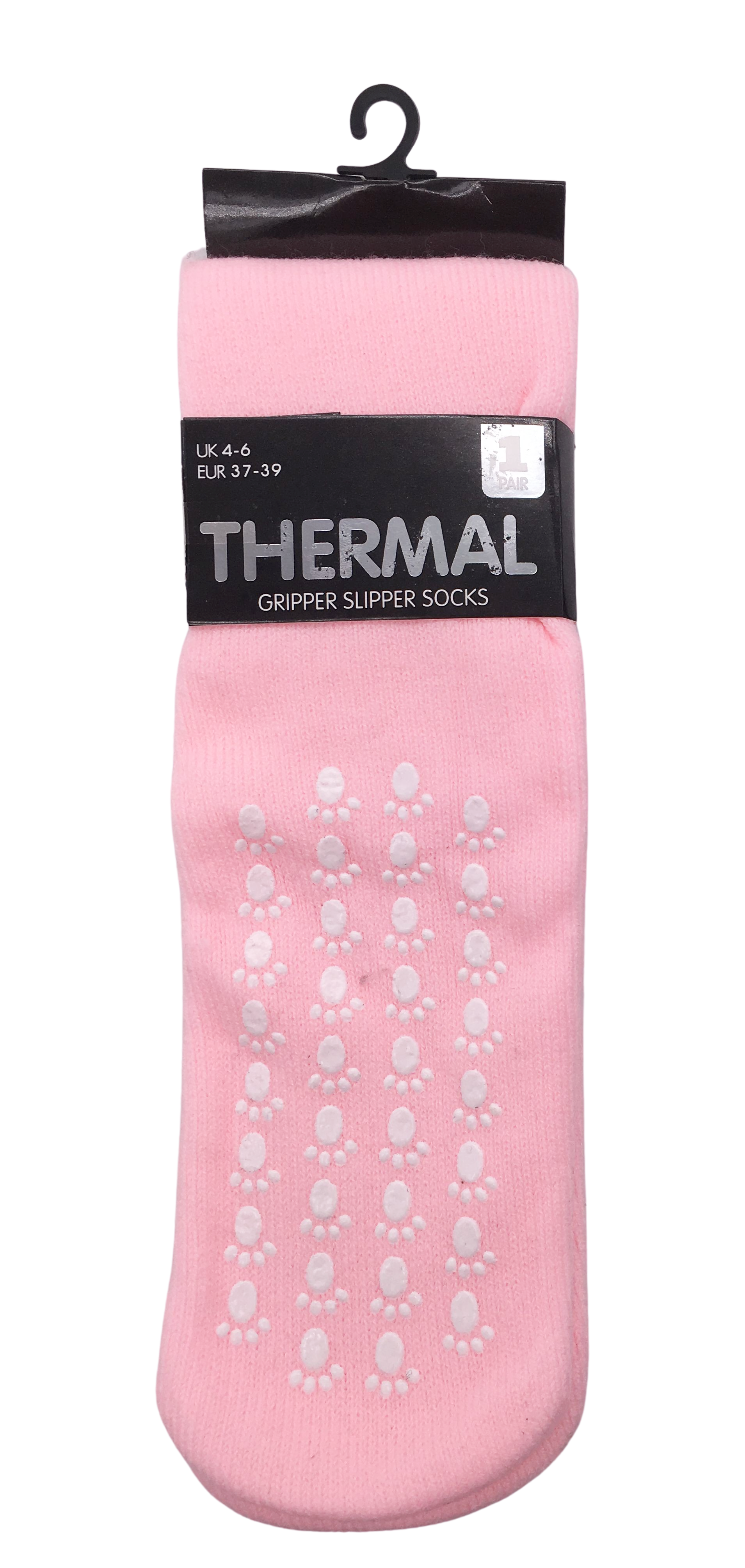 Ladies Womens THERMAL GRIPPER SLIPPER socks Lounge Wear Winter Warmth Size 4-6