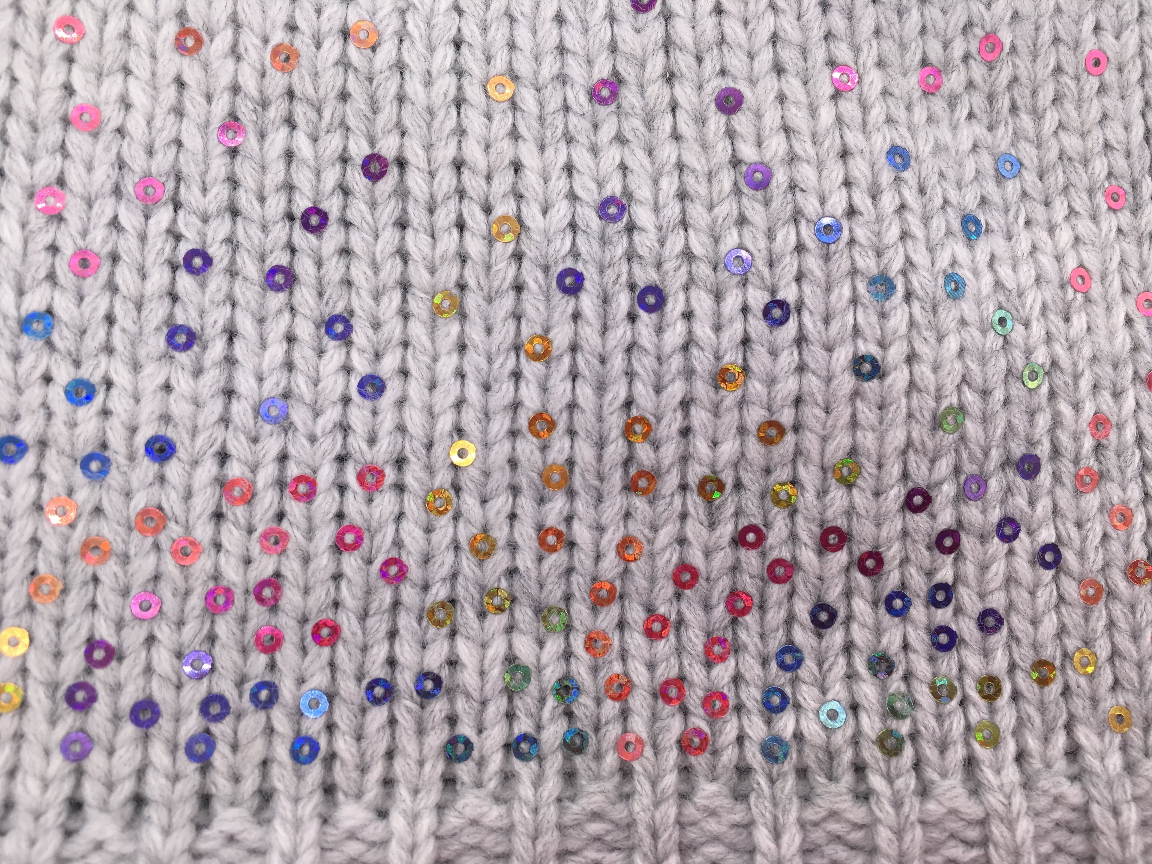 Girls Sequin Knitted Fashion Winter Beanie Hat Winter Warm Hat with Pompom & Fleece Lining