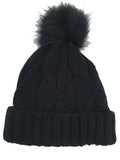 Girls Knitted Fashion Winter Beanie Hat Winter Warm Hat with Pompom & Lining