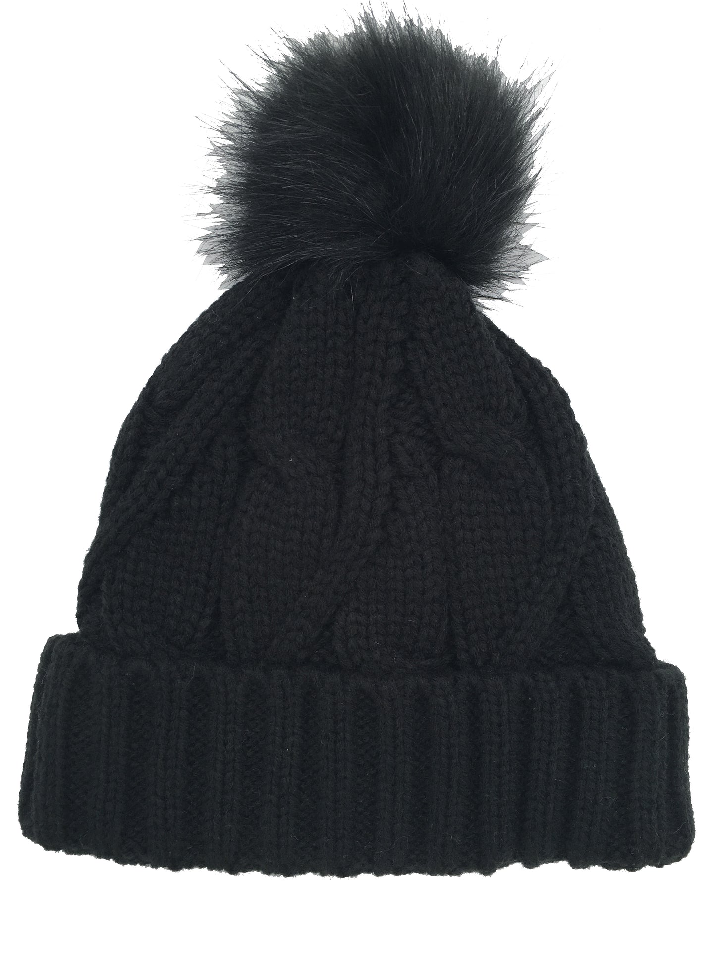 Girls Knitted Fashion Winter Beanie Hat Winter Warm Hat with Pompom & Lining