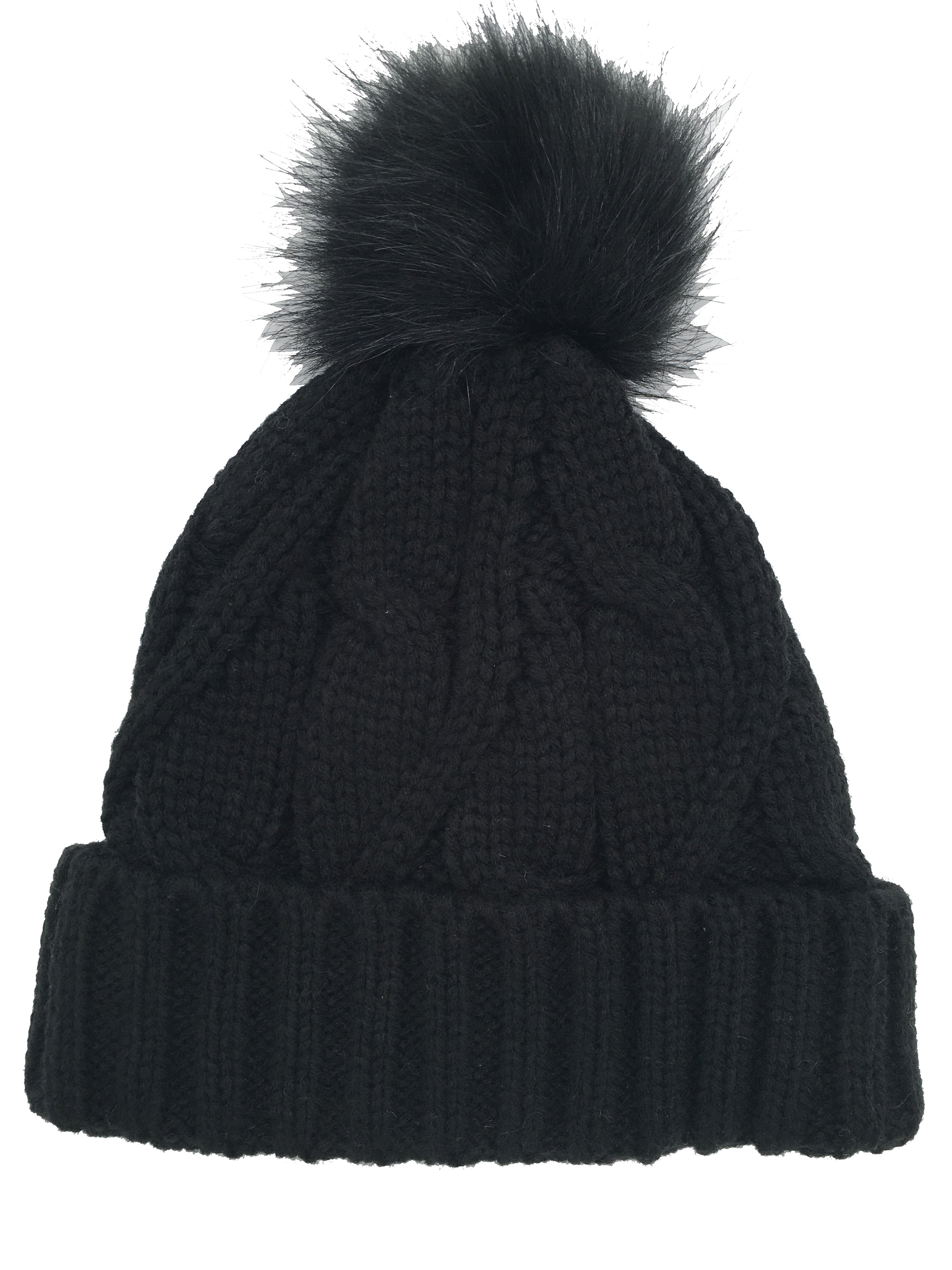Girls Knitted Fashion Winter Beanie Hat Winter Warm Hat with Pompom & Lining