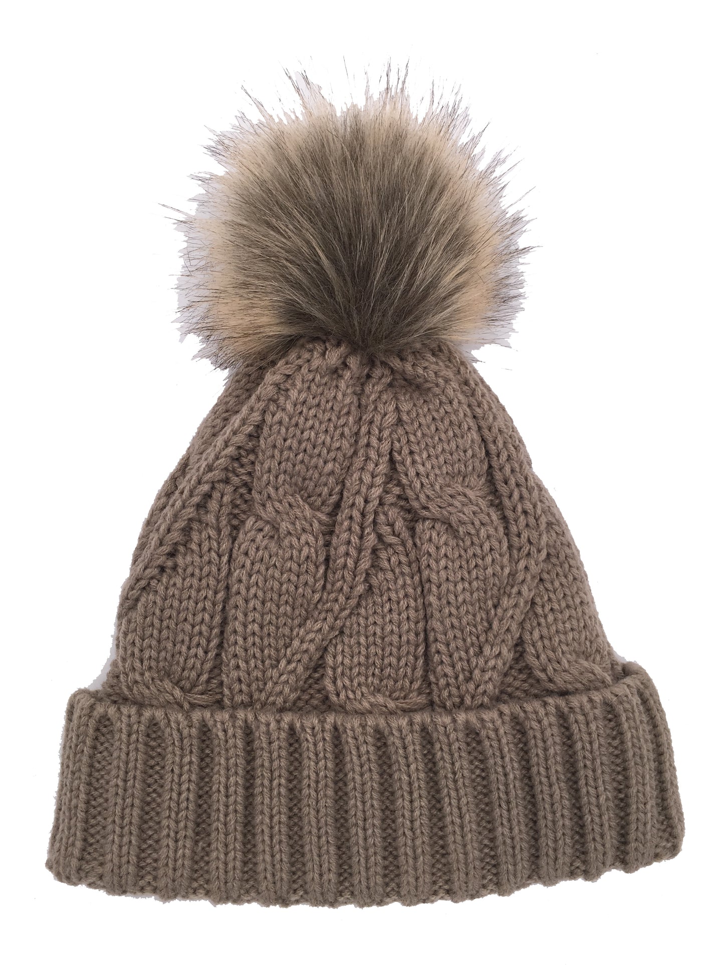Girls Knitted Fashion Winter Beanie Hat Winter Warm Hat with Pompom & Lining