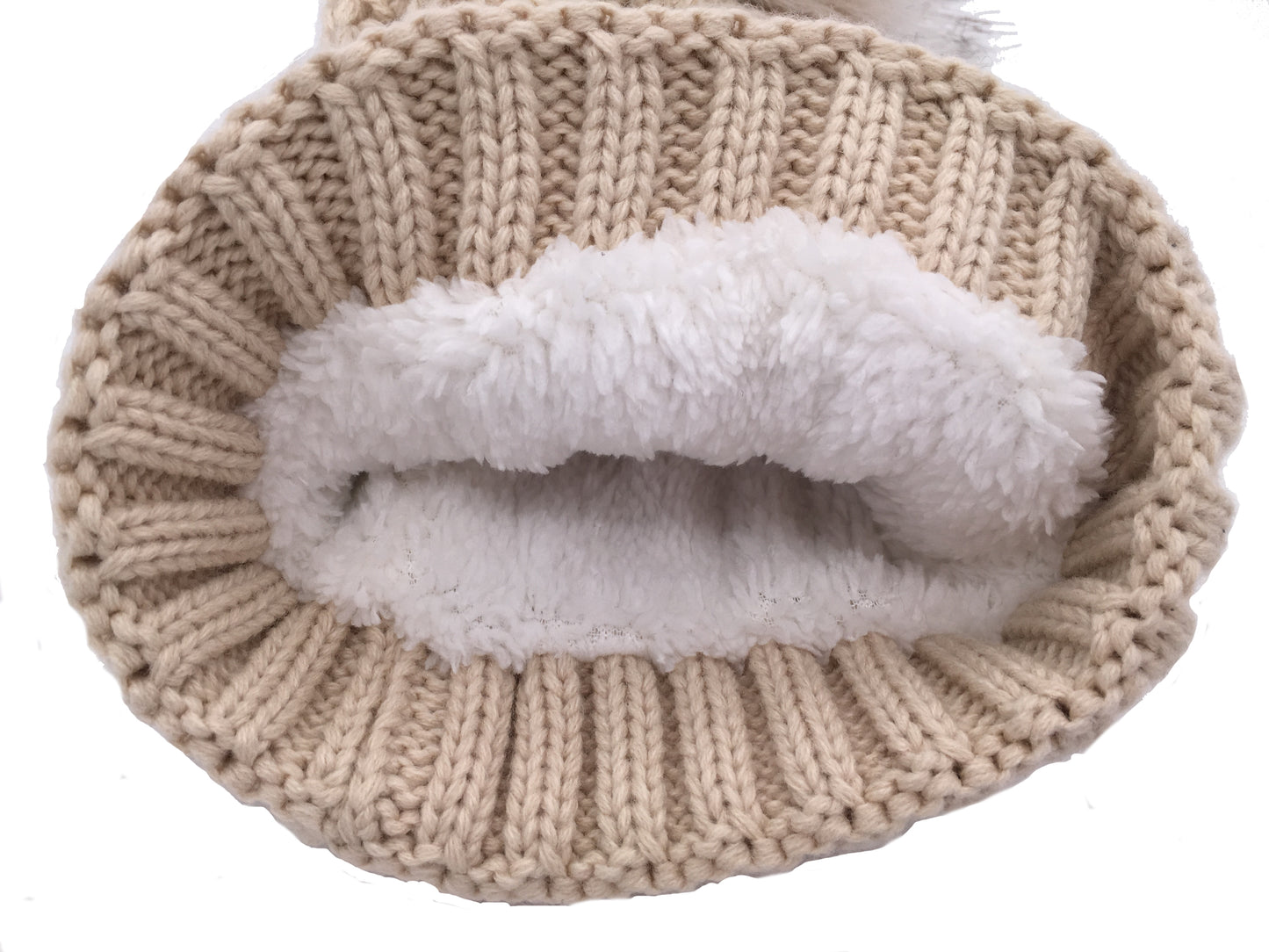 Ladies Women Knitted Fashion Winter Beanie Hat Winter Warm Hat with Pompom & Lining