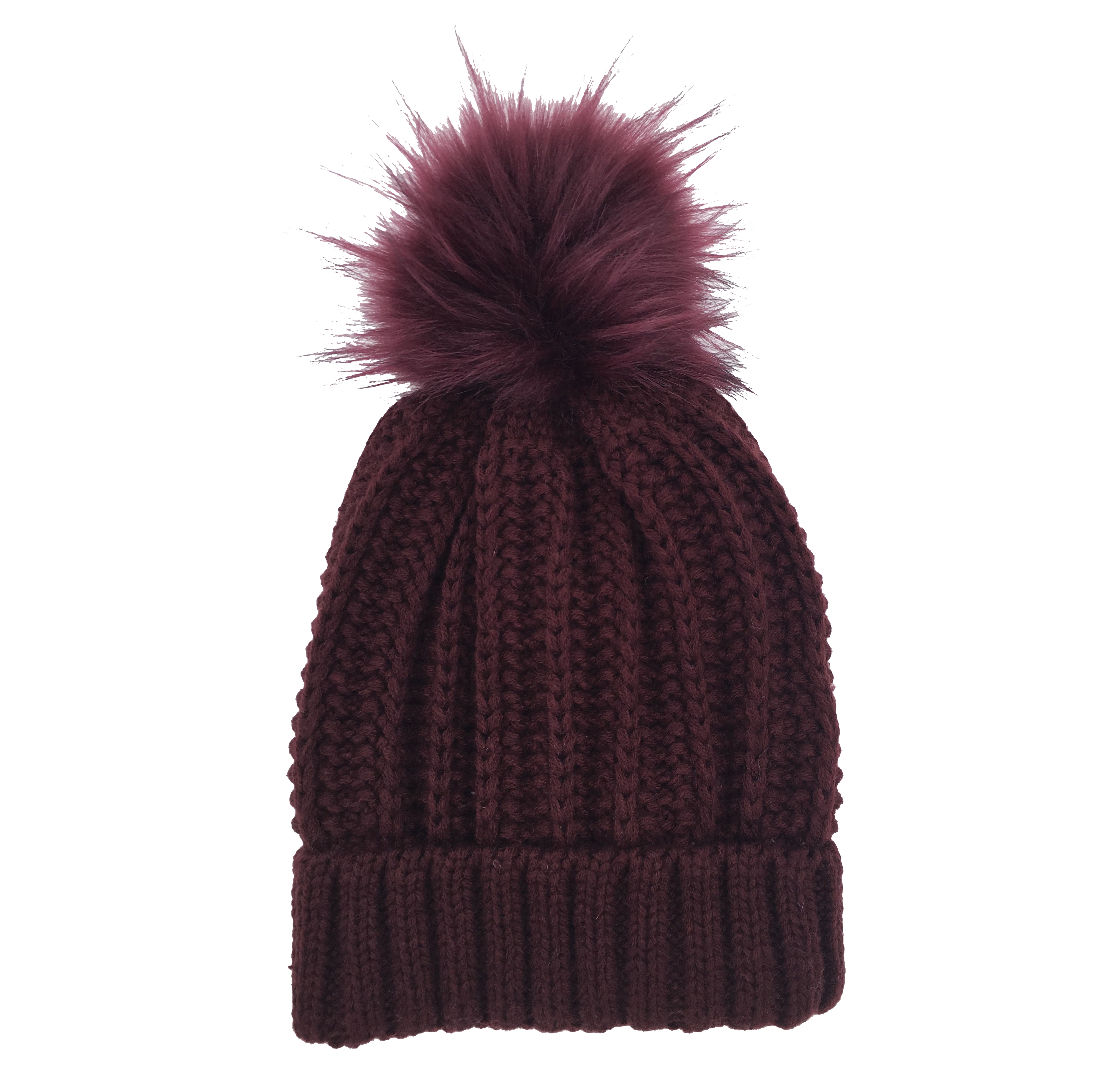 Ladies Women Knitted Fashion Winter Beanie Hat Winter Warm Hat with Pompom & Lining