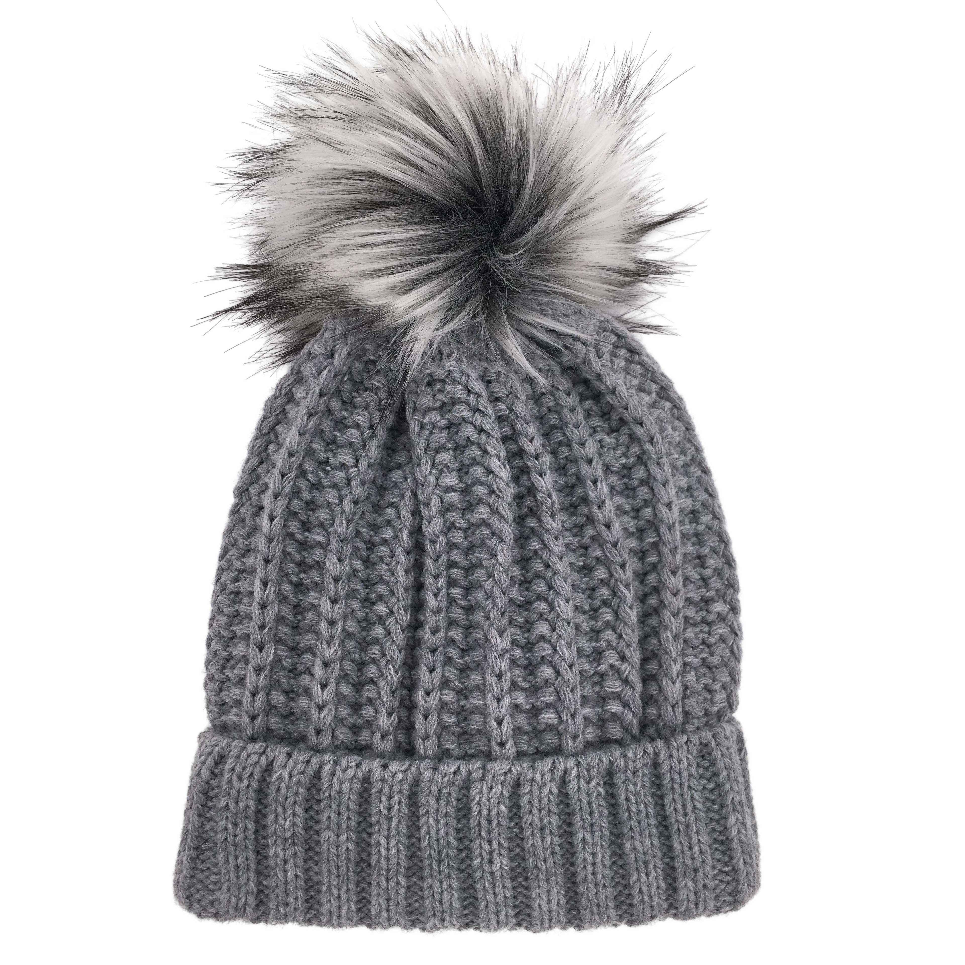 Ladies Women Knitted Fashion Winter Beanie Hat Winter Warm Hat with Pompom & Lining