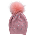Girls Sequin Knitted Fashion Winter Beanie Hat Winter Warm Hat with Pompom & Acrylic Lining