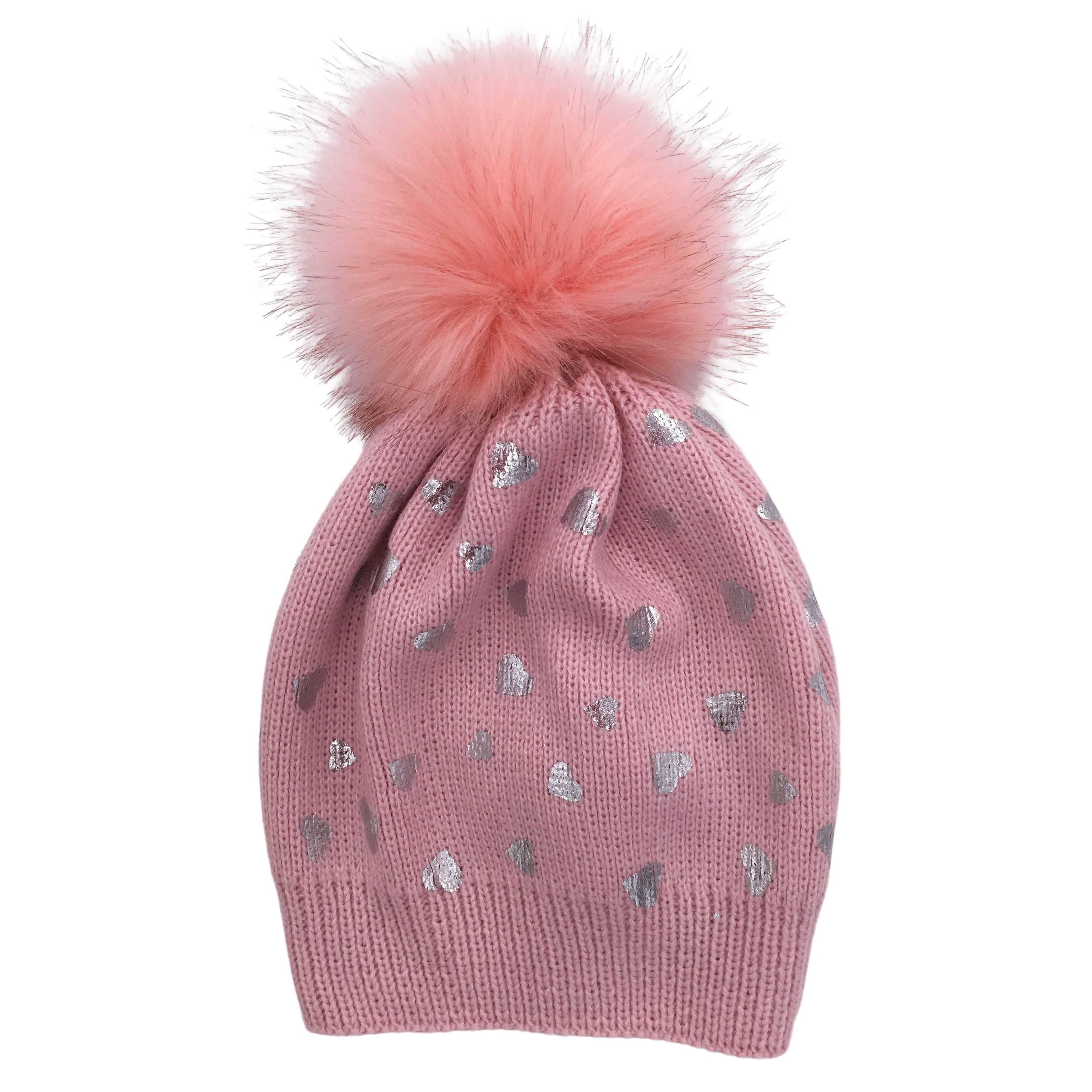 Girls Sequin Knitted Fashion Winter Beanie Hat Winter Warm Hat with Pompom & Acrylic Lining
