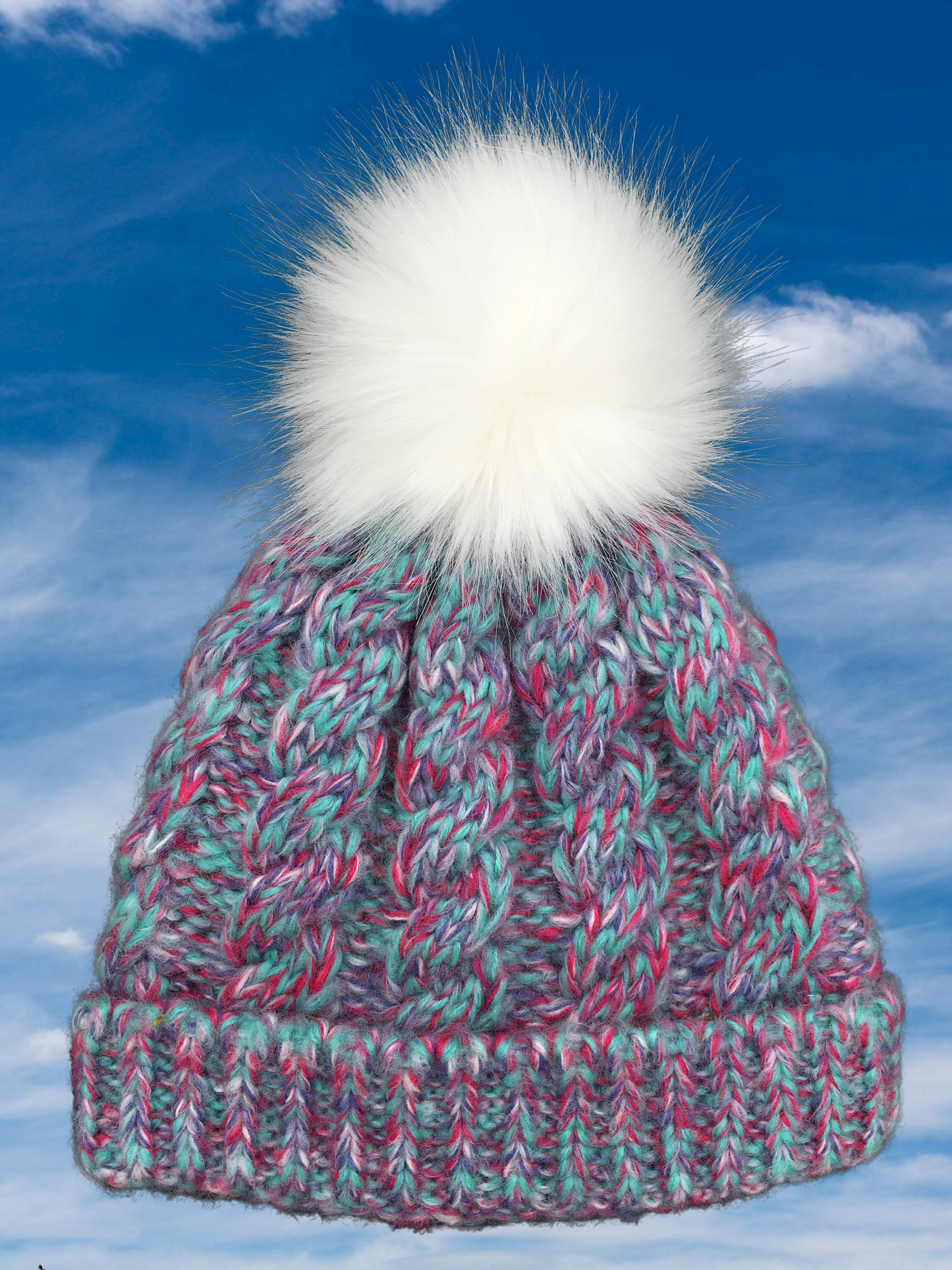 Girls Knitted Fashion Winter Beanie Hat Winter Warm Hat with Pompom with Lining