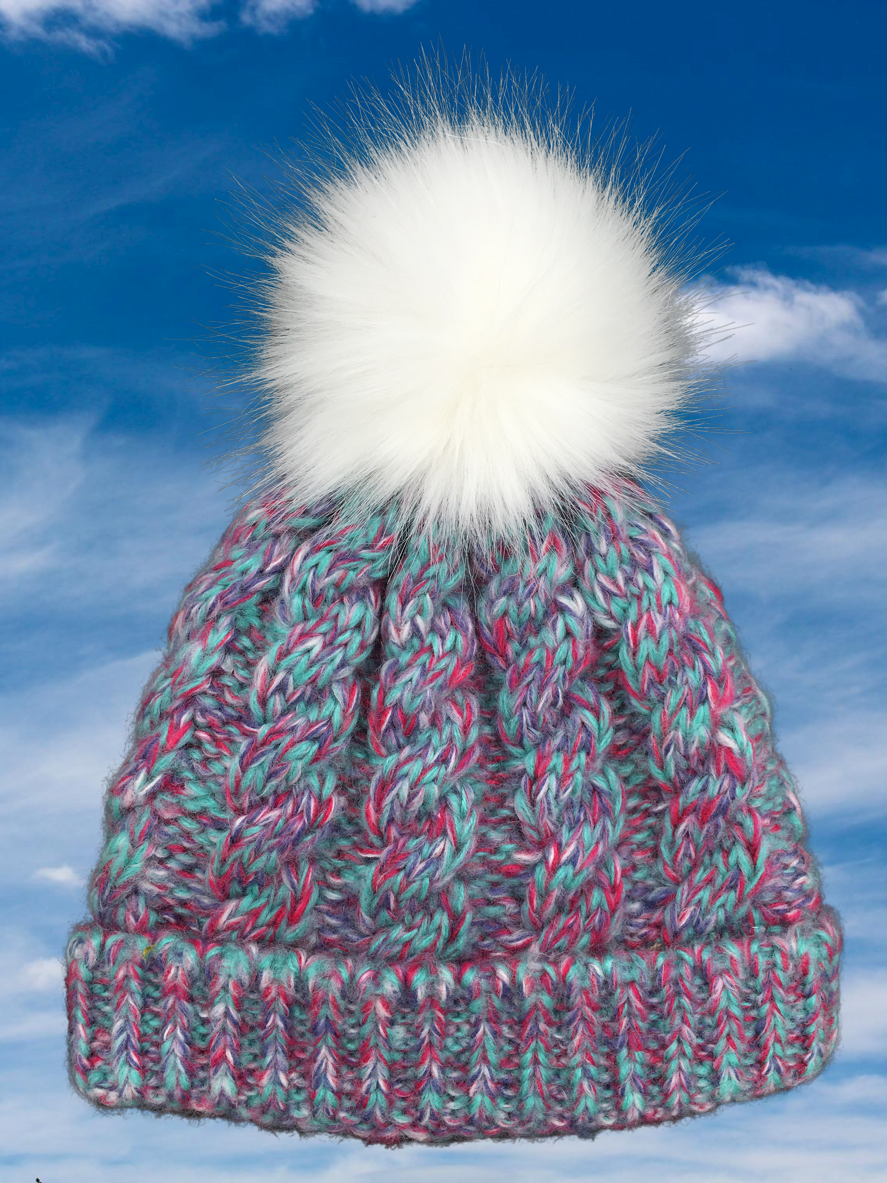 Girls Knitted Fashion Winter Beanie Hat Winter Warm Hat with Pompom with Lining