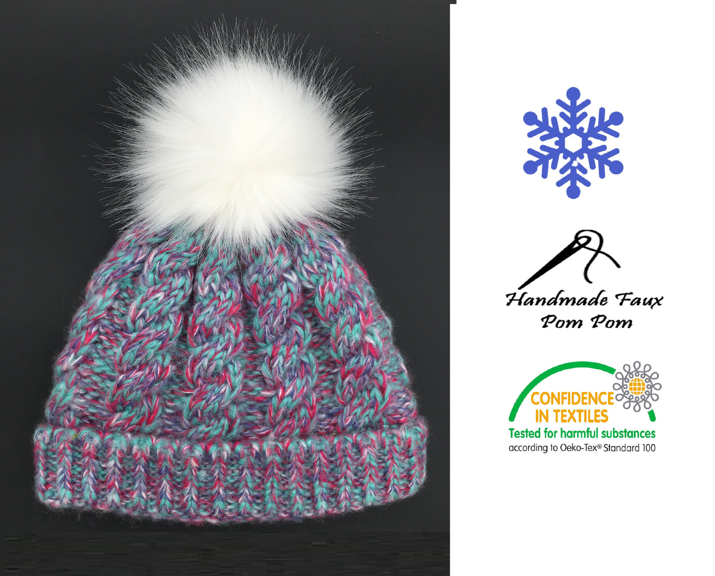 Girls Knitted Fashion Winter Beanie Hat Winter Warm Hat with Pompom with Lining