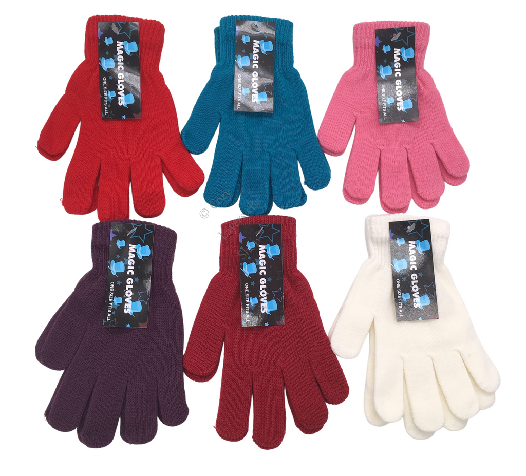1-3Pair  ADULTS Magic Gloves Stretch Winter Black Ladies Womens One Size Warm Soft