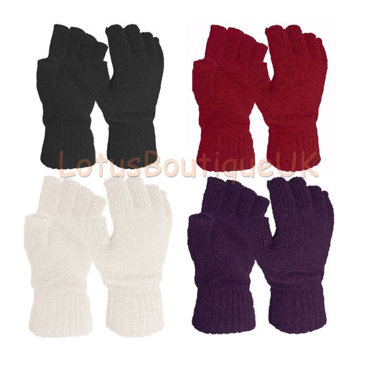 Thermal FINGERLESS GLOVES Unisex Mens Women Knitted Warm Winter Half Finger COZY