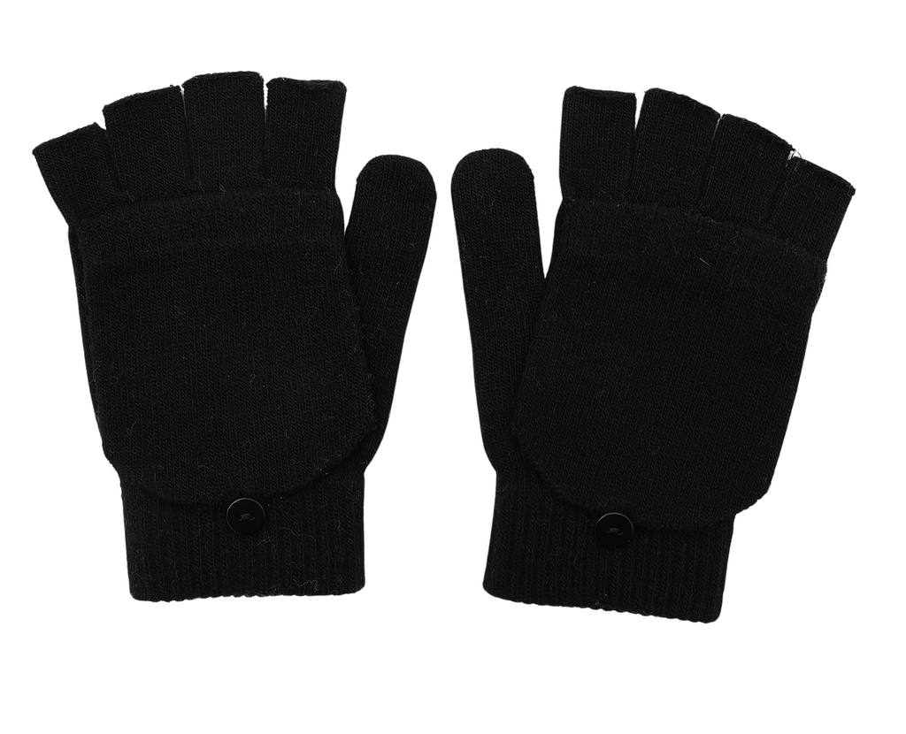 Magic Combo Fingerless & Full Mittens Gloves Stretchy One Size Fits Most