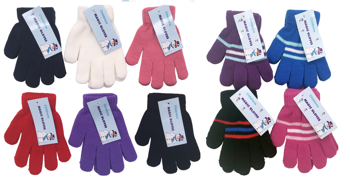 1-3Pairs Kids Girls Boys Childrens Toddlers MAGIC Winter Stretch GLOVES KIDS