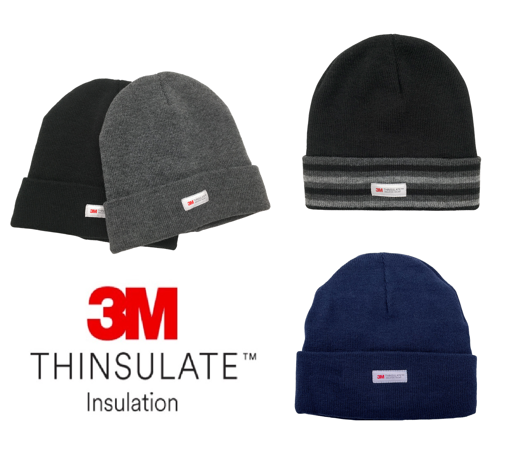 3M MENS Thinsulate Extra Warm WOOLY w LINING GENUINE KNITTED BEANIE HATS