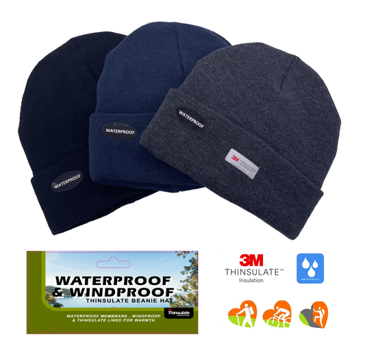 MENS 3M Thinsulate 100% WATERPROOF&WINDPROOF Thermal Knitted Beanie Hat