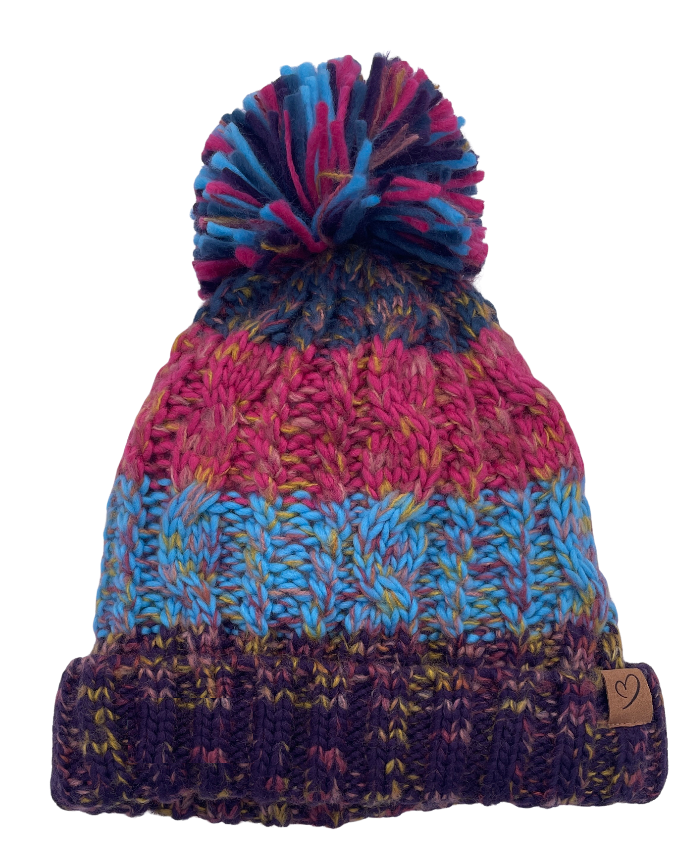 Ladies Warm Winter Cable Knit hat pompom Polar Fleece lining