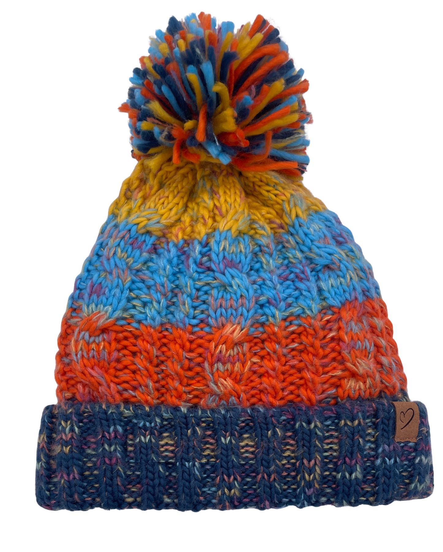 Ladies Warm Winter Cable Knit hat pompom Polar Fleece lining