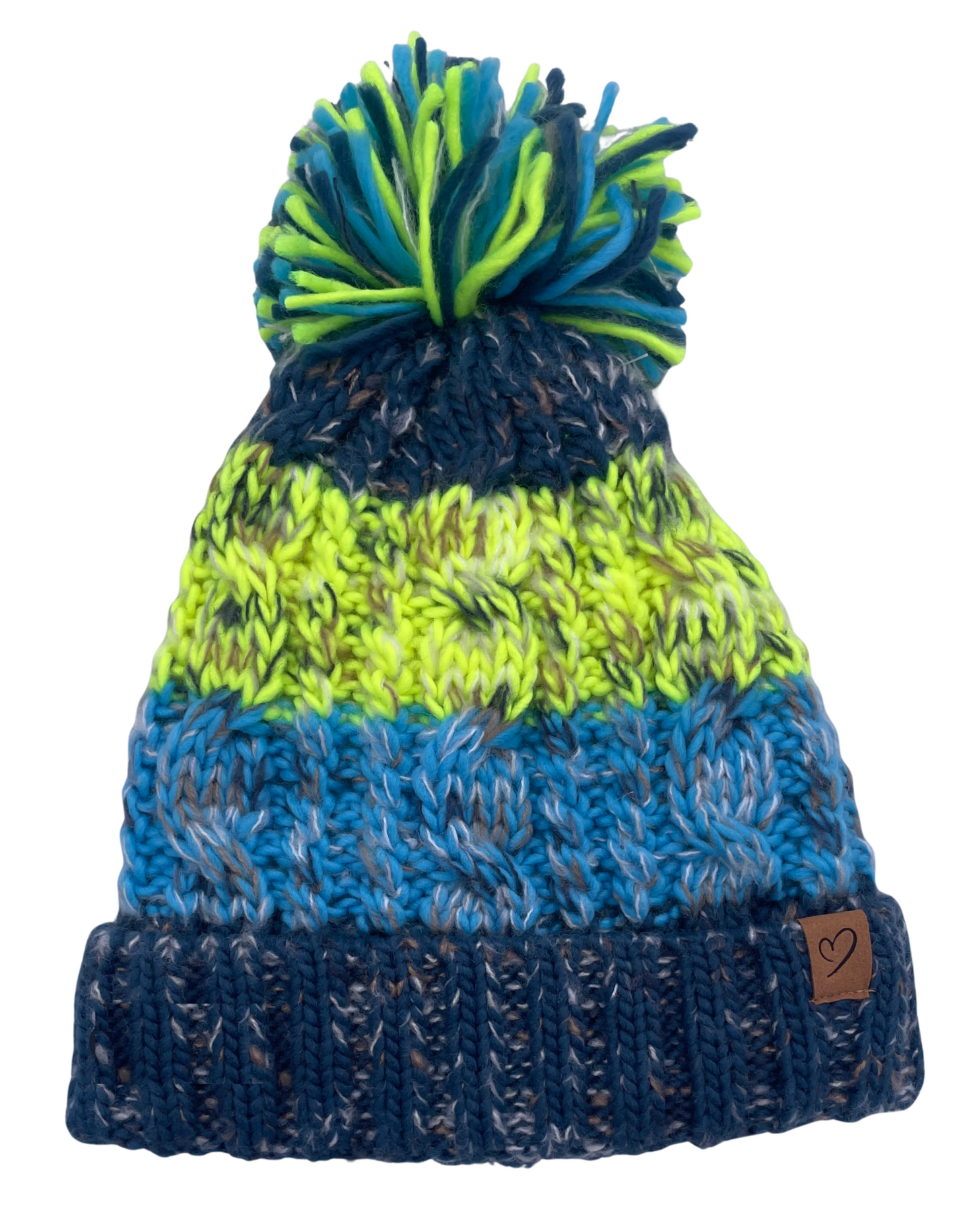 Ladies Warm Winter Cable Knit hat pompom Polar Fleece lining