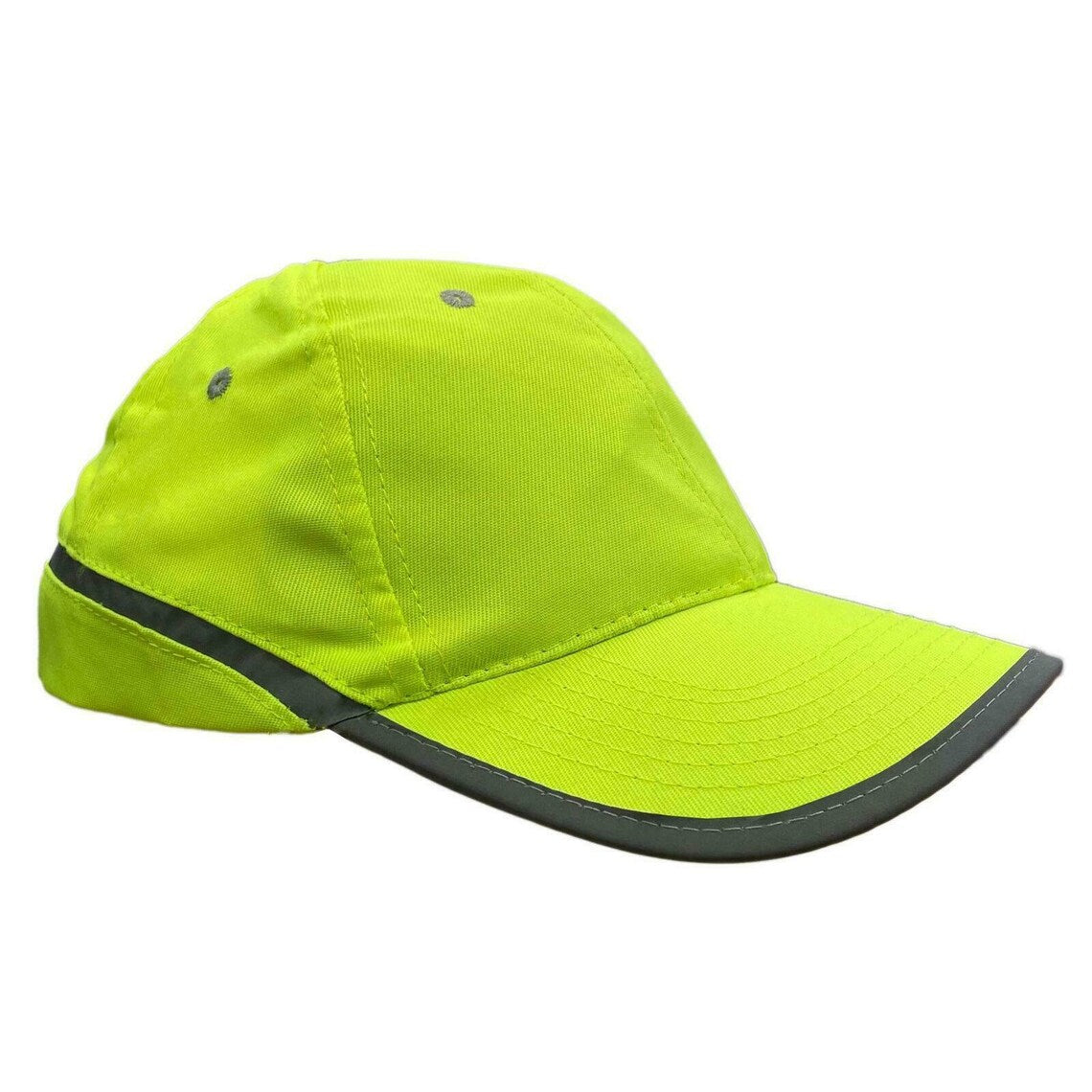 Adults Panelled Fluorescent Baseball Caps, ORANGE or YELLOW with reflective