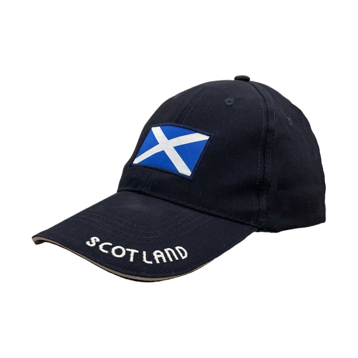 Adults 5 Panel SCOTLAND Baseball Caps, Tartan with Scottish Lion Embroidery, Blue with Scotland Flag