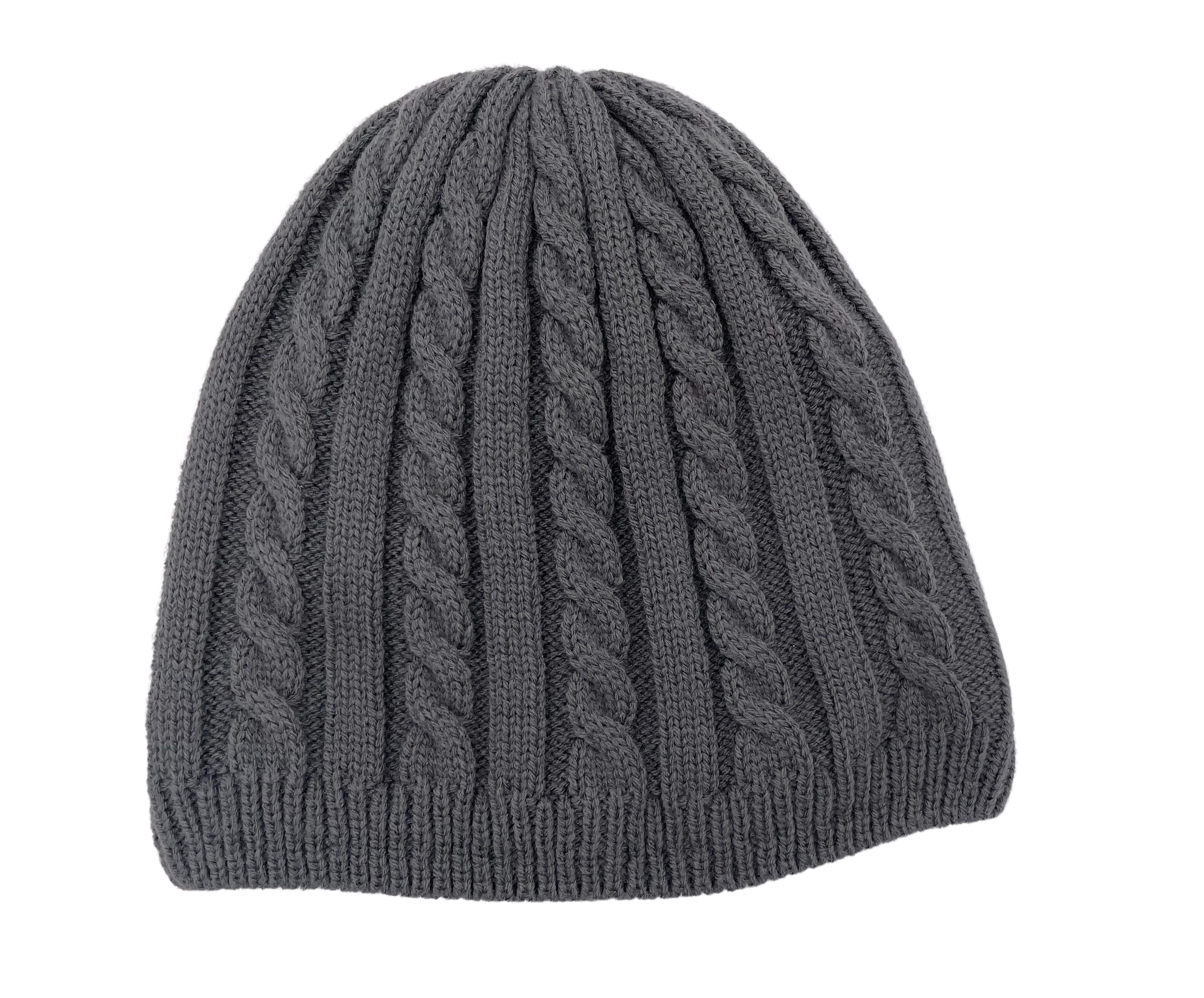 Mens Winter Knitted Rib Beanie Hats with Fleece Lining 3958