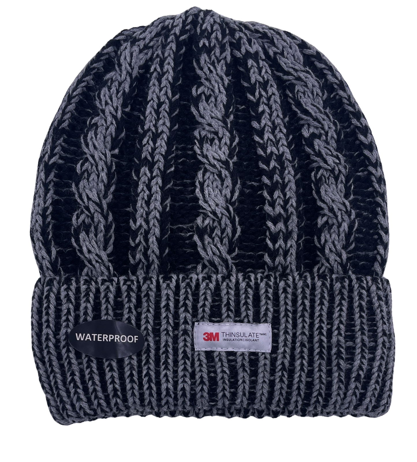 Mens 3M Thinsulate Thermal Cable Knit Beanie Hat WATERPROOF WINDPROOF Warm