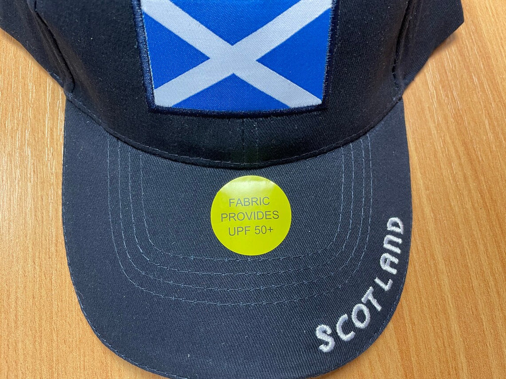 Adults 5 Panel SCOTLAND Baseball Caps, Tartan with Scottish Lion Embroidery, Blue with Scotland Flag