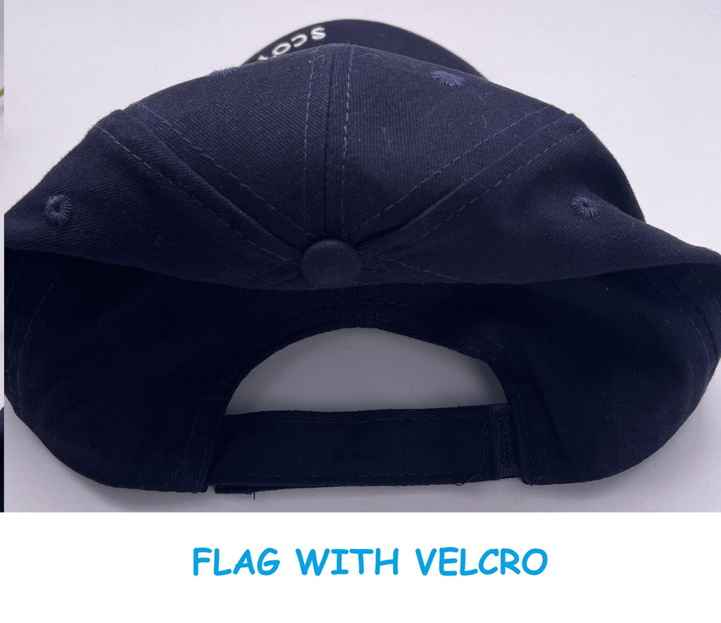 Adults 5 Panel SCOTLAND Baseball Caps, Tartan with Scottish Lion Embroidery, Blue with Scotland Flag